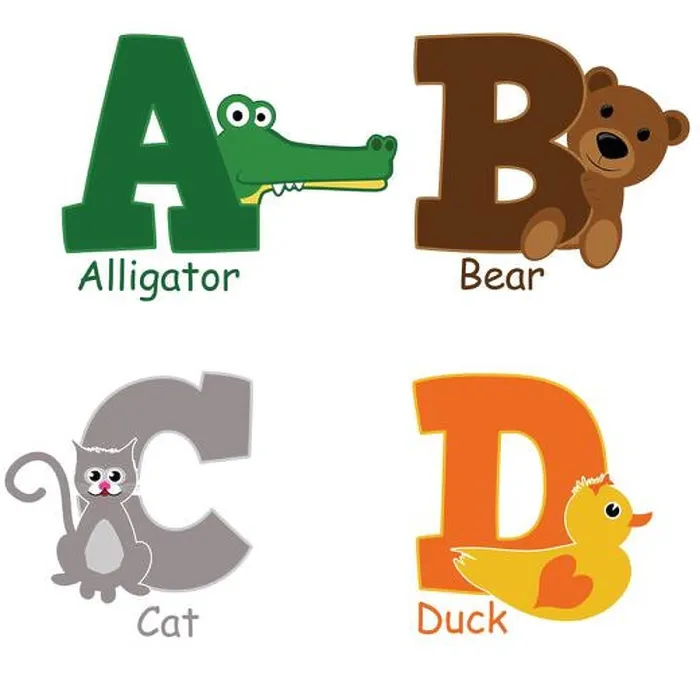 Framed Print : Alphabet animals from A to D