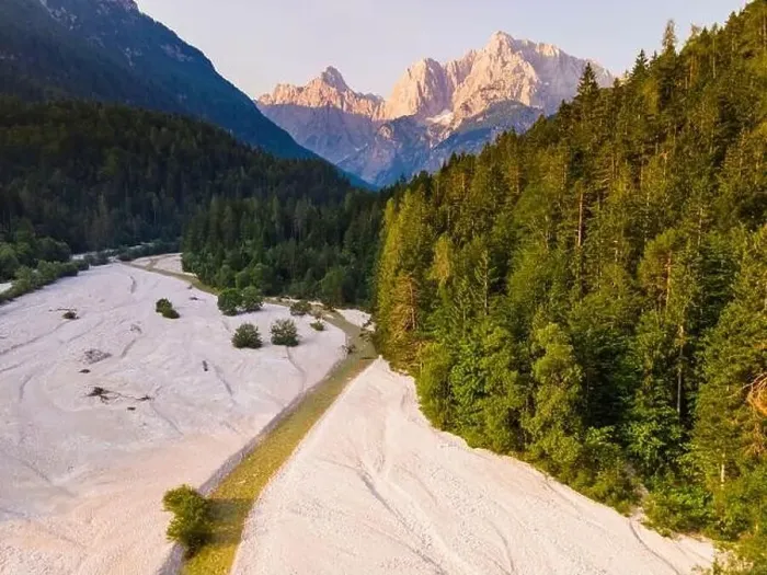 Framed Print : Alpine lake Jasna in Slovenia. Drone View at Sunrise Framed Print : Alpine lake Jasna in Slovenia. Drone View at Sunrise