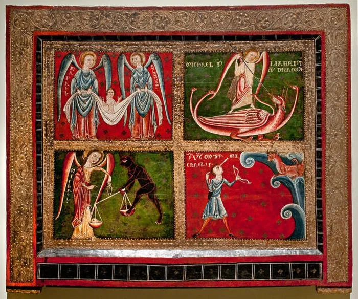 Framed Print : Altar frontal of the Archangels - Master of Sant Pau de Casserres Medieval Romanesque Art 13th century Spain Spanish