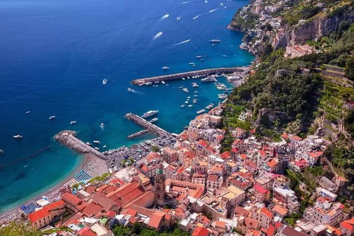 Framed Print : Amalfi, Italy. Aerial cityscape image of famous city Amalfi located on Amalfi Coast, Italy at sunny summer day Framed Print : Amalfi, Italy. Aerial cityscape image of famous city Amalfi located on Amalfi Coast, Italy at sunny summer day