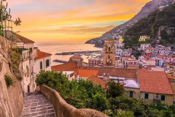 Framed Print : Amalfi, Italy on the Amalfi Coast at dusk Framed Print : Amalfi, Italy on the Amalfi Coast at dusk
