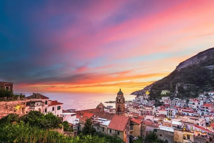 Framed Print : Amalfi, Italy on the Amalfi Coast at dusk Framed Print : Amalfi, Italy on the Amalfi Coast at dusk