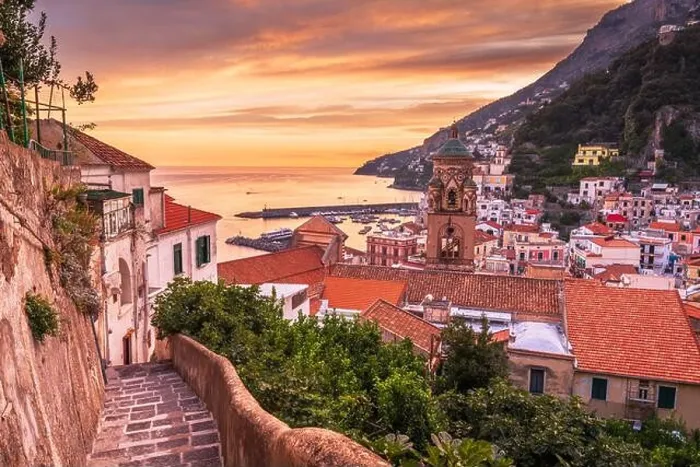 Framed Print : Amalfi, Italy on the Amalfi coast at dusk Framed Print : Amalfi, Italy on the Amalfi coast at dusk
