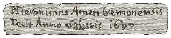 Framed Print : Amati family - makers label / monogram of the Italian violin makers. The Amati family based in Cremona 1592 - 1682 Framed Print : Amati family - makers label / monogram of the Italian violin makers. The Amati family based in Cremona 1592 - 1682