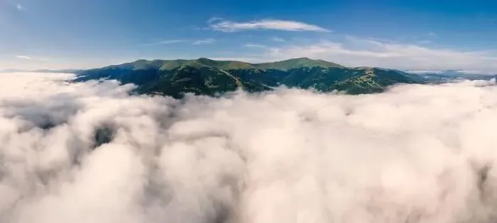 Framed Print : Amazing aerial panoramic view on Borzhava mountain range in the Carpathians with feet covered by clouds Framed Print : Amazing aerial panoramic view on Borzhava mountain range in the Carpathians with feet covered by clouds