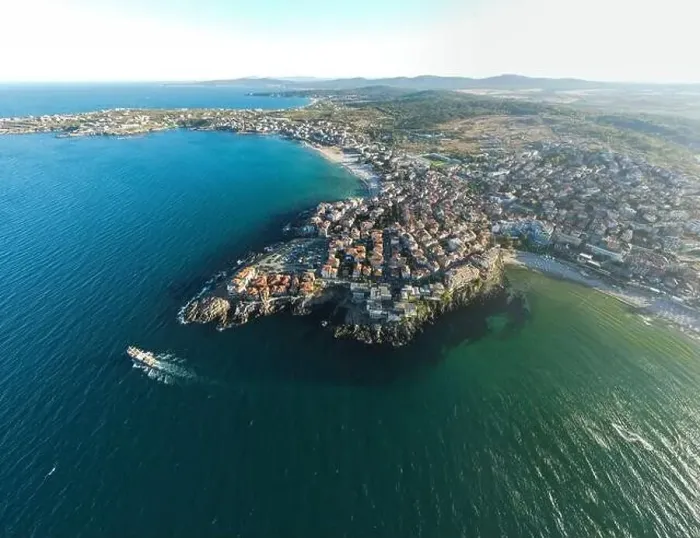 Framed Print : Amazing Aerial sunset panorama of town of Sozopol, Burgas Region, Bulgaria Framed Print : Amazing Aerial sunset panorama of town of Sozopol, Burgas Region, Bulgaria