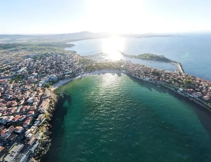 Framed Print : Amazing Aerial sunset panorama of town of Sozopol, Burgas Region, Bulgaria Framed Print : Amazing Aerial sunset panorama of town of Sozopol, Burgas Region, Bulgaria