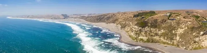Framed Print : Amazing aerial view Las Brisas awe sea coastline landscape a wild environment in Chile Framed Print : Amazing aerial view Las Brisas awe sea coastline landscape a wild environment in Chile