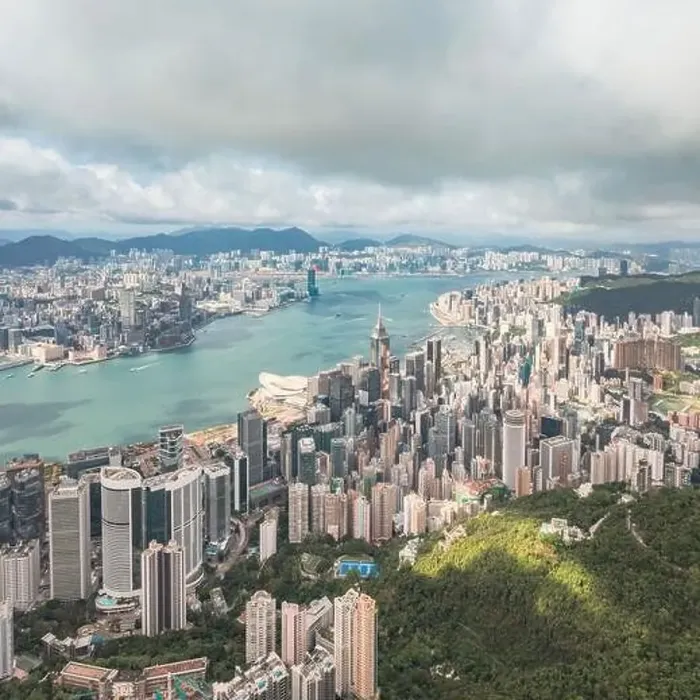 Framed Print : Amazing aerial view of the Victoria Harbour of Hong Kong, Clear sunny day, drone shot panorama Framed Print : Amazing aerial view of the Victoria Harbour of Hong Kong, Clear sunny day, drone shot panorama