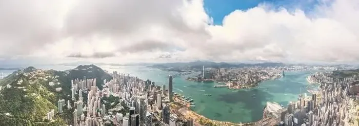 Framed Print : Amazing aerial view of the Victoria Harbour of Hong Kong, Clear sunny day, drone shot panorama Framed Print : Amazing aerial view of the Victoria Harbour of Hong Kong, Clear sunny day, drone shot panorama