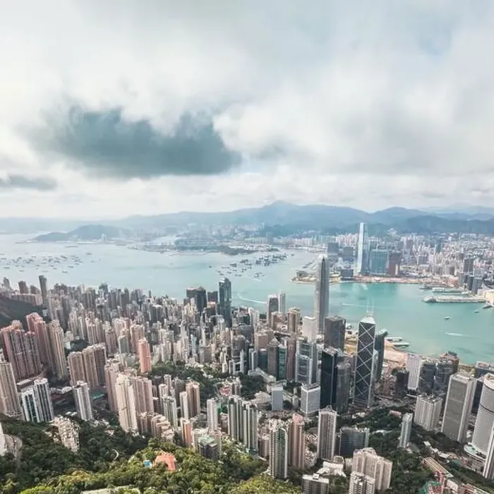 Framed Print : Amazing aerial view of the Victoria Harbour of Hong Kong, Clear sunny day, drone shot panorama Framed Print : Amazing aerial view of the Victoria Harbour of Hong Kong, Clear sunny day, drone shot panorama