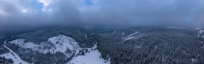 Framed Print : Amazing aerial view of a winter Landscape by the drone Framed Print : Amazing aerial view of a winter Landscape by the drone