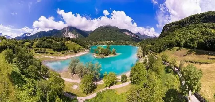 Framed Print : Amazing beautiful turquoise lake Tenno in Trentino region of Italy Framed Print : Amazing beautiful turquoise lake Tenno in Trentino region of Italy