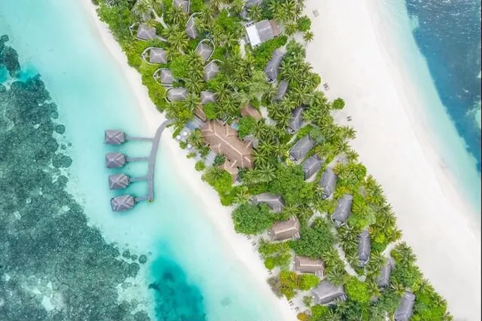 Framed Print : Amazing bird eyes view in Maldives, landscape seascape aerial view over a Maldives. Landscape, luxury tropical resort or hotel with water villas beach Framed Print : Amazing bird eyes view in Maldives, landscape seascape aerial view over a Maldives. Landscape, luxury tropical resort or hotel with water villas beach