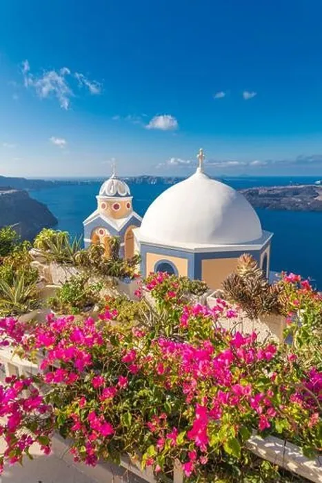 Framed Print : Amazing evening view of Santorini island. Picturesque spring sunset on the famous Greek resort Fira, Greece, Europe. Traveling concept background. Art Framed Print : Amazing evening view of Santorini island. Picturesque spring sunset on the famous Greek resort Fira, Greece, Europe. Traveling concept background. Art