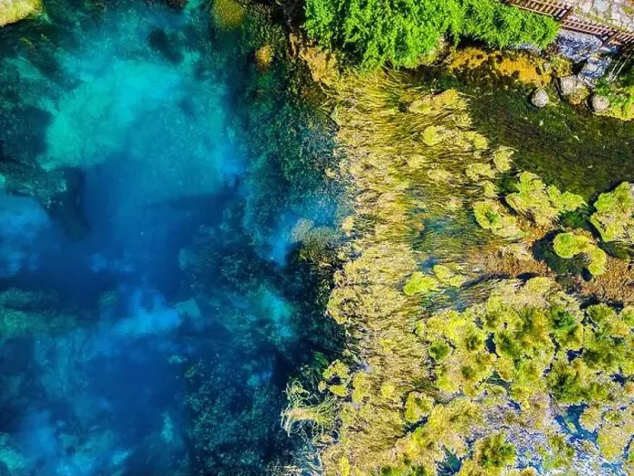 Framed Print : Amazing Gacka river source photographed with drone from above located in Majerovo Vrilo, Croatia Framed Print : Amazing Gacka river source photographed with drone from above located in Majerovo Vrilo, Croatia