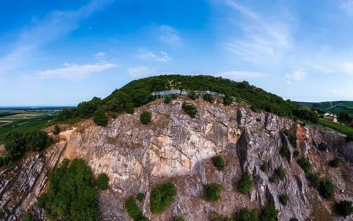 Framed Print : Amazing geologichal park with cliffs and lookout tower in aerial view Framed Print : Amazing geologichal park with cliffs and lookout tower in aerial view