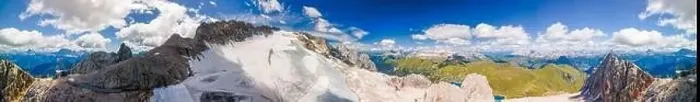Framed Print : Amazing glacier of Marmolada in summer season, panoramic aerial view Framed Print : Amazing glacier of Marmolada in summer season, panoramic aerial view