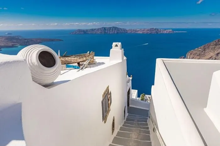 Framed Print : Amazing landscape of Fira, white architecture caldera view Santorini, Greece, cruise ships. Blue sky, wonderful summer mood, sunny vacation, holiday Framed Print : Amazing landscape of Fira, white architecture caldera view Santorini, Greece, cruise ships. Blue sky, wonderful summer mood, sunny vacation, holiday