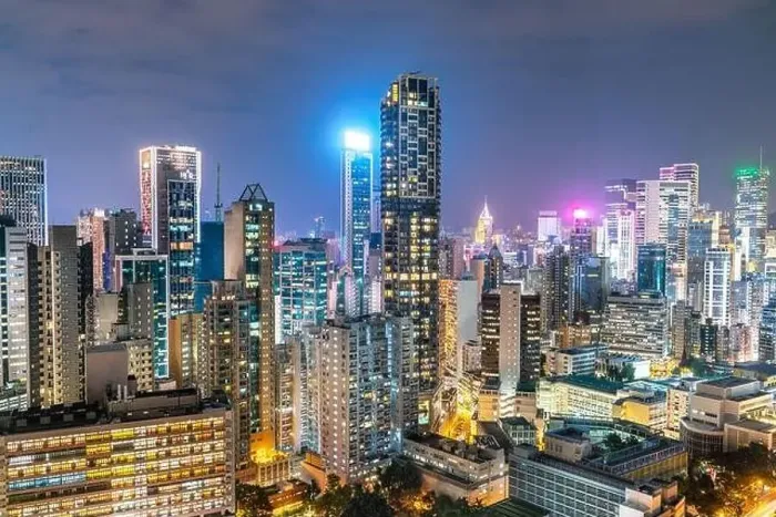 Framed Print : The amazing night and sunset view of cityscape and skyscrapers in Hong-Kong Framed Print : The amazing night and sunset view of cityscape and skyscrapers in Hong-Kong
