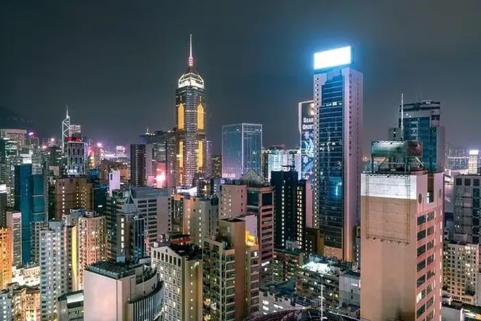 Framed Print : The amazing night and sunset view of cityscape and skyscrapers in Hong-Kong Framed Print : The amazing night and sunset view of cityscape and skyscrapers in Hong-Kong
