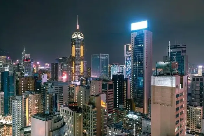 Framed Print : The amazing night and sunset view of cityscape and skyscrapers in Hong-Kong Framed Print : The amazing night and sunset view of cityscape and skyscrapers in Hong-Kong