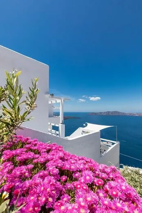 Framed Print : Amazing panoramic landscape, luxury travel vacation Santorini island Framed Print : Amazing panoramic landscape, luxury travel vacation Santorini island