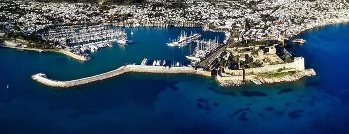 Framed Print : Amazing panoramic view from drone of Bodrum harbour and ancient Kalesi castle Framed Print : Amazing panoramic view from drone of Bodrum harbour and ancient Kalesi castle