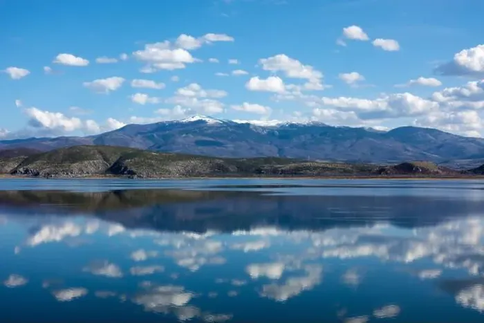 Framed Print : Amazing scenery by the lake Vegoritida, in Florina, Greece
