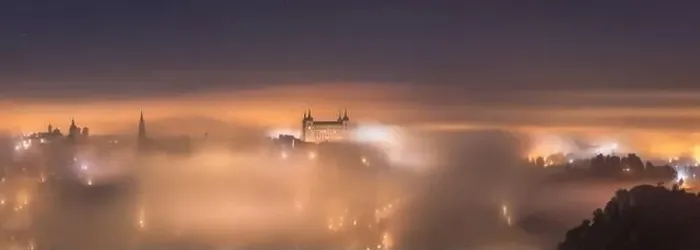 Framed Print : Amazing scenery of shining and luminous ancient Alcazar de Toledo castle over town in misty twilight Framed Print : Amazing scenery of shining and luminous ancient Alcazar de Toledo castle over town in misty twilight