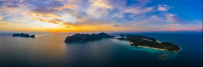 Framed Print : Amazing sunset aerial view of Nui Beach from drone. Ko Phi Phi Don, Thailand. Andaman Sea Framed Print : Amazing sunset aerial view of Nui Beach from drone. Ko Phi Phi Don, Thailand. Andaman Sea