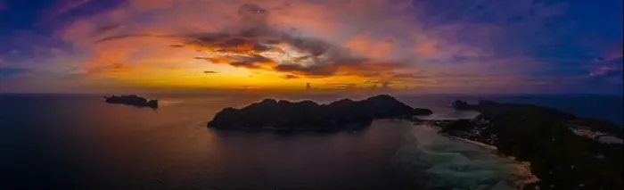 Framed Print : Amazing sunset aerial view of Nui Beach from drone. Ko Phi Phi Don, Thailand. Andaman Sea Framed Print : Amazing sunset aerial view of Nui Beach from drone. Ko Phi Phi Don, Thailand. Andaman Sea
