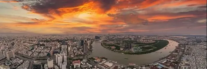 Framed Print : Amazing sunset cityscape view of Saigon skylines, Vietnam Framed Print : Amazing sunset cityscape view of Saigon skylines, Vietnam