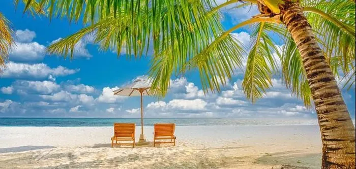 Framed Print : Amazing vacation beach. Couple chairs together by the sea banner. Summer romantic holiday honeymoon concept. Tropical island landscape. Tranquil shore Framed Print : Amazing vacation beach. Couple chairs together by the sea banner. Summer romantic holiday honeymoon concept. Tropical island landscape. Tranquil shore