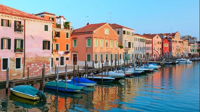 Framed Print : Amazing view on morning Venice. Row of boats and glowing colourful houses. Italy, Europe Framed Print : Amazing view on morning Venice. Row of boats and glowing colourful houses. Italy, Europe
