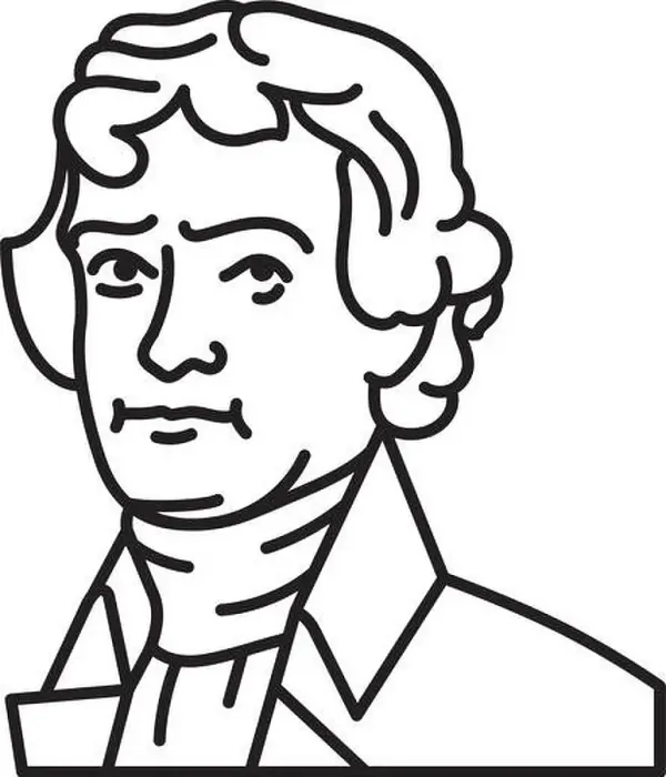 Framed Print : Former American President Thomas Jefferson isolated portrait vector line icon