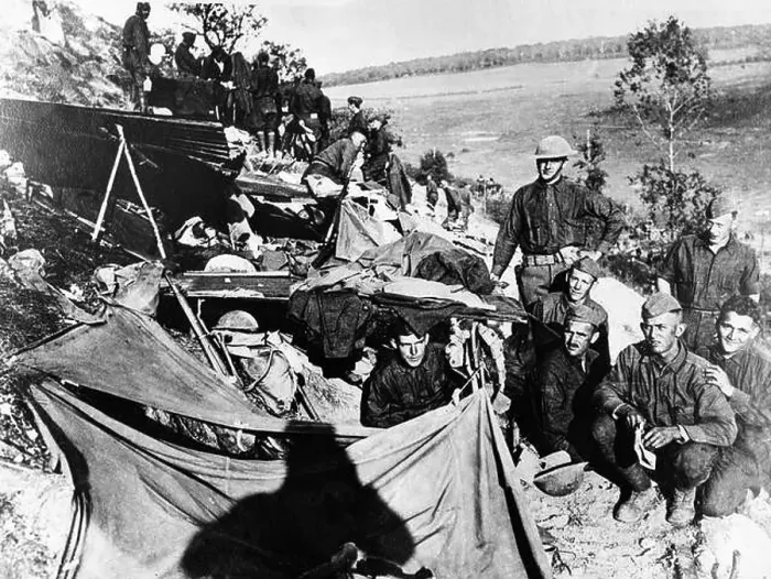 Framed Print : American troops in a camp at the Western Front Framed Print : American troops in a camp at the Western Front