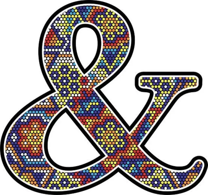 Framed Print : ampersand symbol with colorful dots abstract design with mexican huichol art style Framed Print : ampersand symbol with colorful dots abstract design with mexican huichol art style