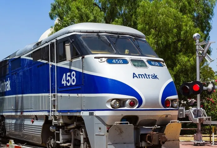 Framed Print : Amtrak Pacific Surfliner train passing through San Juan Capistrano, Orange County, California, USA Framed Print : Amtrak Pacific Surfliner train passing through San Juan Capistrano, Orange County, California, USA
