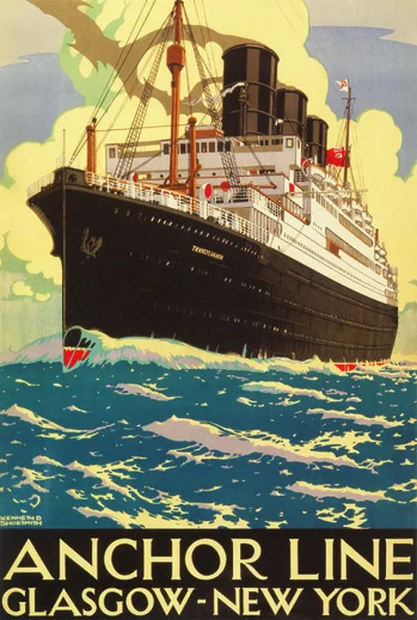 Framed Print : Anchor Line ad vintage travel poster, 1926 - Editorial use only