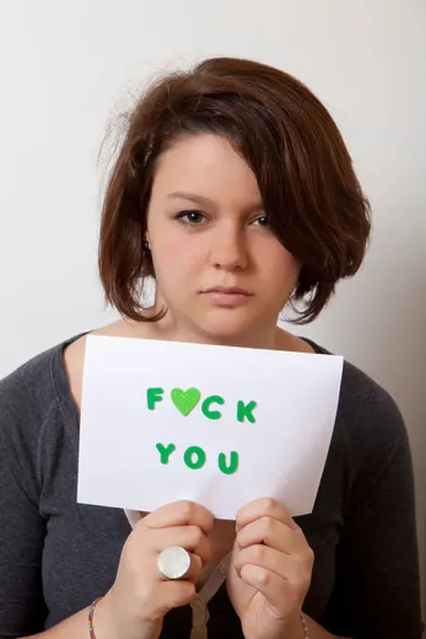 Framed Print : angry girl, fuck you Framed Print : angry girl, fuck you
