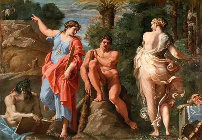 Framed Print : Annibale Carracci, Hercules at the Crossroads (The Choice of Heracles), painting in oil on canvas, 1596 Framed Print : Annibale Carracci, Hercules at the Crossroads (The Choice of Heracles), painting in oil on canvas, 1596
