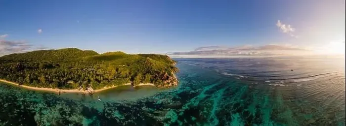 Framed Print : Anse Source d'Argent beach, La Digue Island, Seyshelles, Drone aerial view of La Digue Seychelles bird eye view Framed Print : Anse Source d'Argent beach, La Digue Island, Seyshelles, Drone aerial view of La Digue Seychelles bird eye view