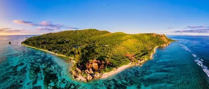 Framed Print : Anse Source d'Argent beach, La Digue Island, Seyshelles, Drone aerial view of La Digue Seychelles bird eye view Framed Print : Anse Source d'Argent beach, La Digue Island, Seyshelles, Drone aerial view of La Digue Seychelles bird eye view