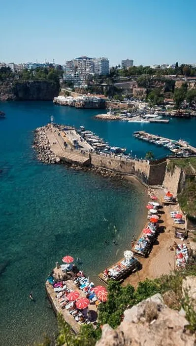 Framed Print : Antalya, Turkey - April 22, 2018: Small beach from top and panoramic shot of the rocks and buildings Framed Print : Antalya, Turkey - April 22, 2018: Small beach from top and panoramic shot of the rocks and buildings