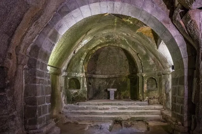 Framed Print : Anthropomorphic graves, church of the monastery of San Pedro de Rocas