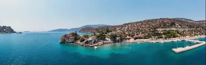 Framed Print : Antikyra Gulf Greece, aerial panoramic drone view Framed Print : Antikyra Gulf Greece, aerial panoramic drone view