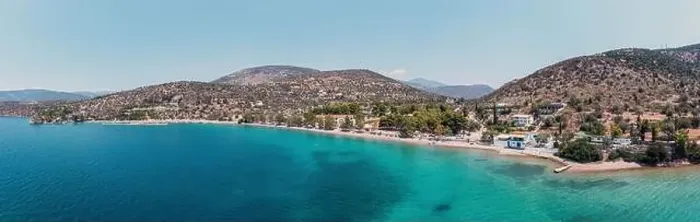 Framed Print : Antikyra Gulf Greece, aerial panoramic drone view Framed Print : Antikyra Gulf Greece, aerial panoramic drone view