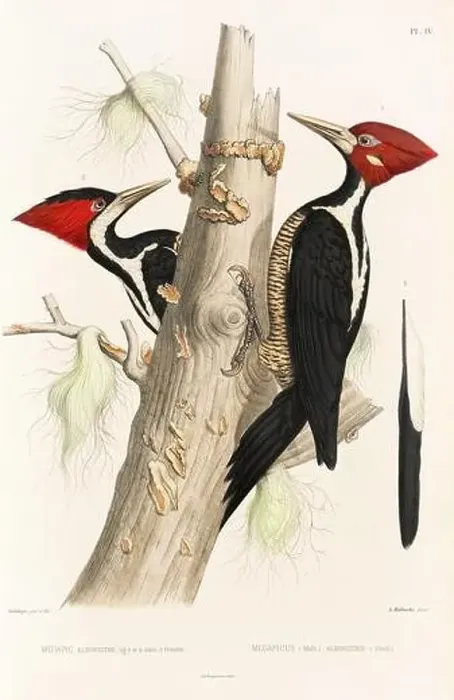 Framed Print : Antique bird illustration. Woodpecker birds in the woods. 19th-century woodpecker bird illustration. Circa 1860 Framed Print : Antique bird illustration. Woodpecker birds in the woods. 19th-century woodpecker bird illustration. Circa 1860