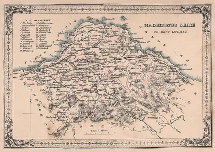 Framed Print : Antique county map of Haddingtonshire or East Lothian. FULLARTON 1868 old Framed Print : Antique county map of Haddingtonshire or East Lothian. FULLARTON 1868 old